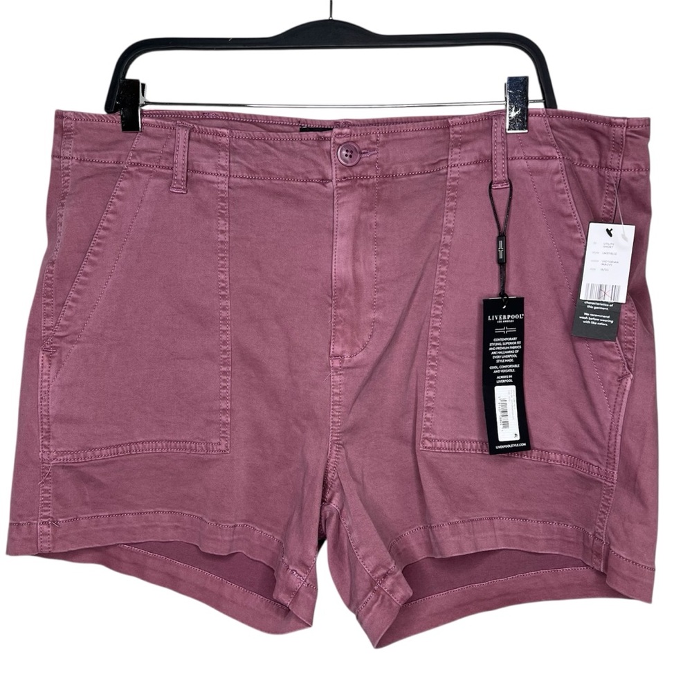 Liverpool Pink Cargo Utility stretchy Shorts Trendy and Versatile